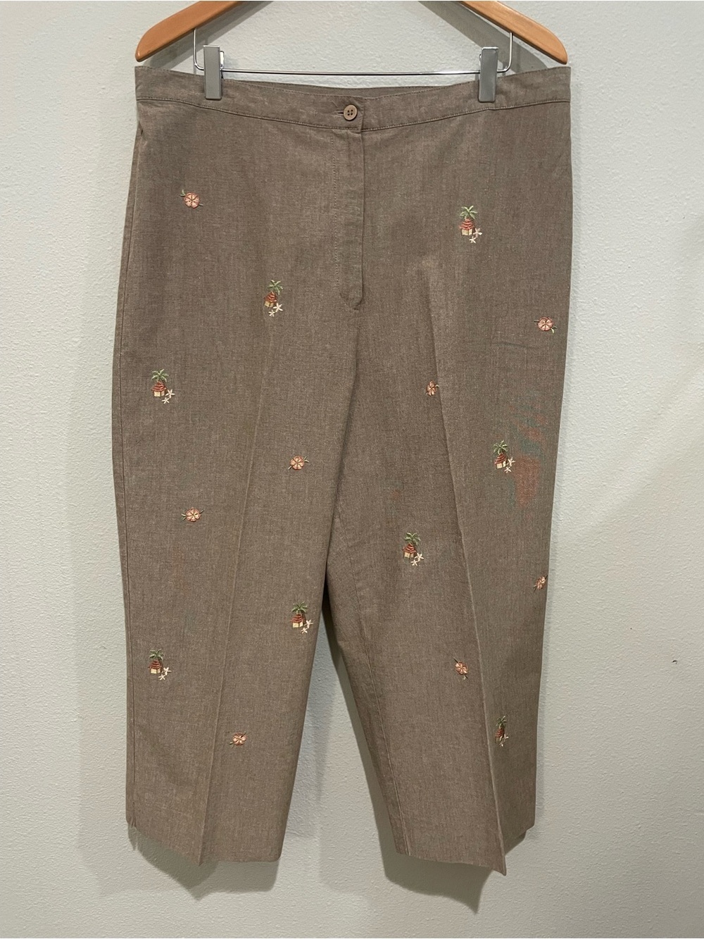 Alfred Dunner Taupe Trousers embroidered
